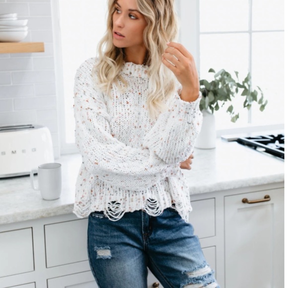 IRMA Confetti Knit Distressed Sweater - Picture 4 of 7